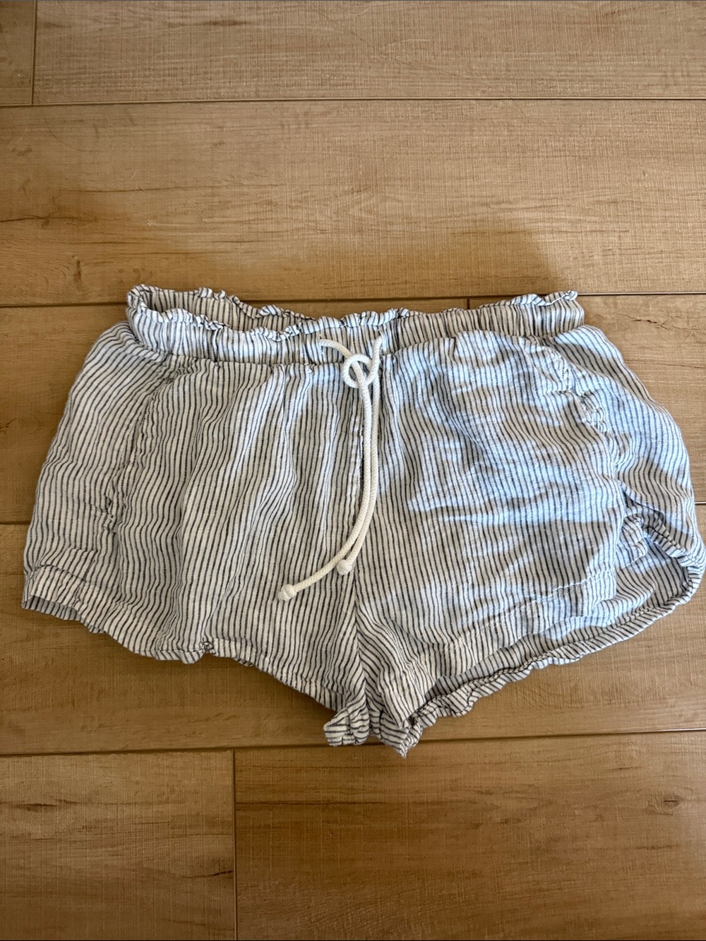 Left On Friday Blue & White Striped Drawstring Athletic Shorts